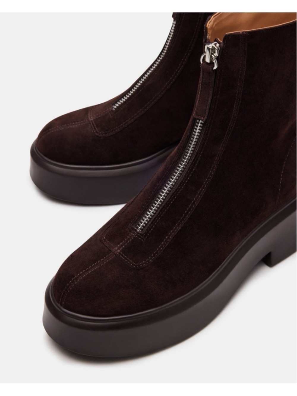 Steve Madden Women's Jones Ankle Boots Brown Suede, Lug Zip Moto Size 6.5 - Picture 4 of 14
